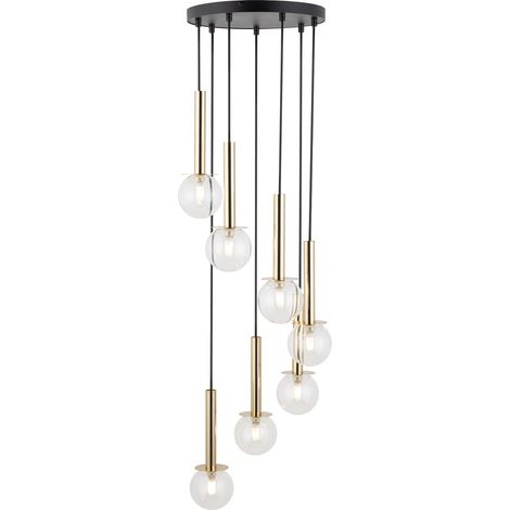 Suspension Daisy Sigma moderne 7 globes verre noir/or G9 (1/2)