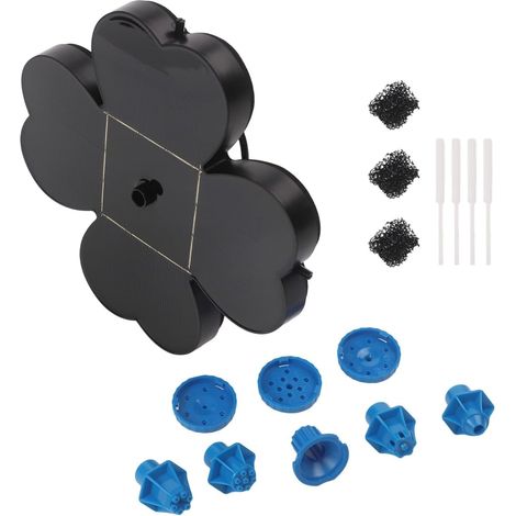 Fontaine au design épuré et économe en énergie, alimentée à l'énergie solaire et équipée d'un filtre à fleurs pour une eau agréable au toucher. (1/5)