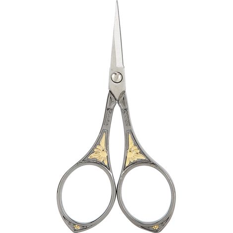 Ciseaux vintage motif tournesol, acier inoxydable, coupe de tissu, outil de couture noir fleur dorée (1/5)