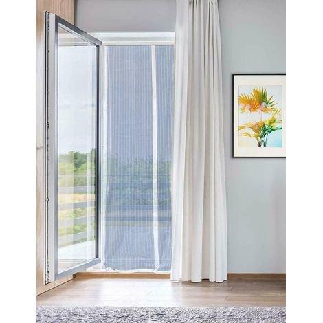 ZANZARIERA BIANCO 140X240cm MAGNETICA PORTA FINESTRA CHIUSURA MAGNETI CALAMITA ANTI ZANZARE TENDA