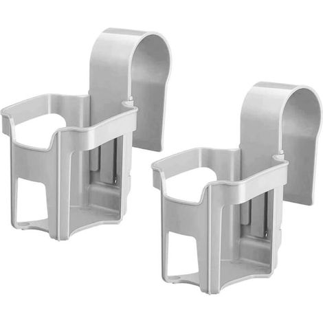 Lot de 2 porte-gobelets en plastique pour piscine - Accessoire multifonction pour piscine - Convient à la plupart des piscines (gris) (1/5)