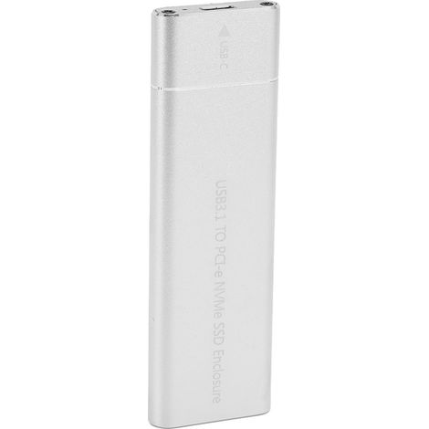 Boîtier SSD M.2 NVMe 10 Gbit/s 2 To USB 3.1 Type C Protocole UASP Boîtier SSD Type C pour SSD 2230 2242 2260 2280 Câble OTG argenté (disque dur non inclus) (1/5)