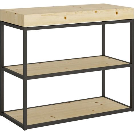 Console extensible bois massif clair et pieds acier anthracite 40 à 190cm Kanel basic-Version basic (1/5)