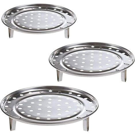 [NUNCA USADO]Rejilla de vapor de acero inoxidable de 3 piezas, vaporera plegable con patas extraíbles (1/4)