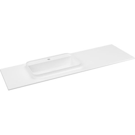 Lavabo BRAHEA 146,6x51,5cm (110+35), Rockstone, gauche, blanc mat
