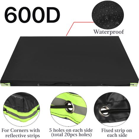 Trailer Cover Auto Roof Tent Protector Cover Black 260x135x8cm (1/4)