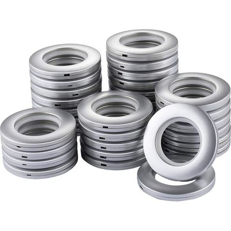 32-teiliges Set Gardinenringe, Innendurchmesser 1-9/16 Zoll, geräuscharme römische Ringe in Nanoqualität, mattes Silber. (1/5)