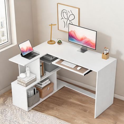 Bureau blanc en panneau de particules 120 x 100 x 76 cm (1/5)