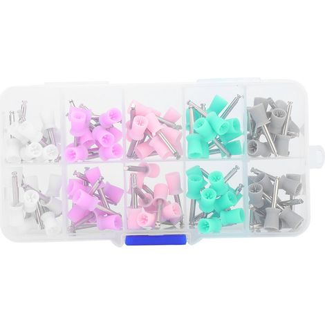 100 Godets de polissage dentaire en caoutchouc avec acier, couleurs assorties, rangement inclus (1/5)