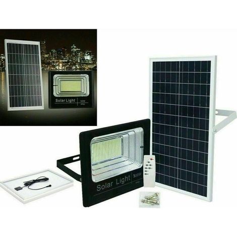 Faro led 300w con pannello solare luce fredda crepuscolare telecomando esterno (1/3)