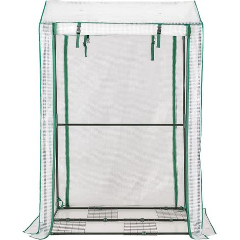 Serra da giardino portatile 100 x 81 x 150 cm con 4 griglie e facile accesso realizzata in plastica PE bianca 200020050