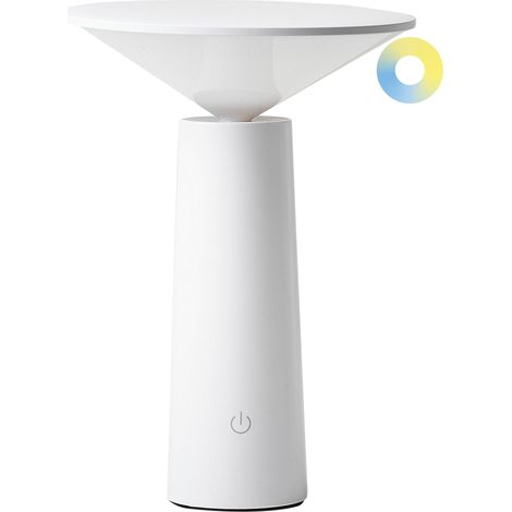 Kabellose LED Tischlampe LEVIRA mit Dimmer Metall Weiß (1/5)