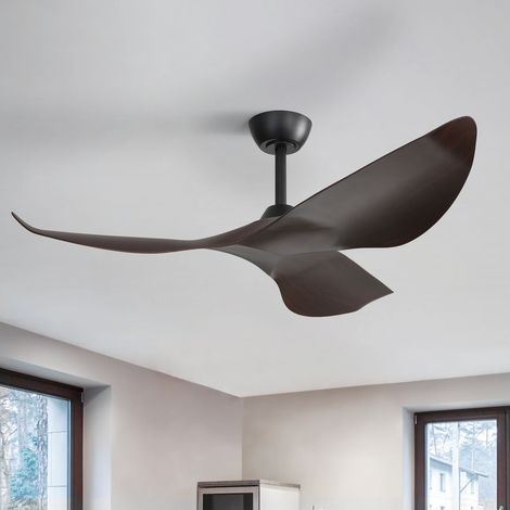 Ventilateur de Plafond 38inch sans Lumière - Moteur DC Réversible Silencieux, 6 Vitesses avec Télécommande et Minuterie - Pour Intérieur et Extérieur Couvert (Salon, Chambre, Terrasse) - Noir (1/5)