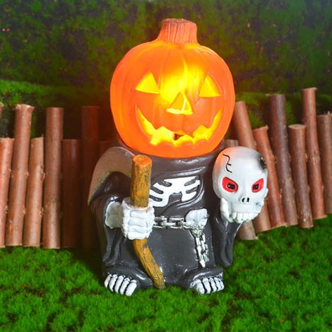 Kürbis aus Kunstharz, Ritter, Halloween-Dekoration, leuchtende Laterne, Tischnachtlicht, Lampe fürs Kinderzimmer, Veranda (1/5)