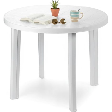 Dmora Runder Gartentisch, Made in Italy, 90x90x72 cm, Farbe Weiß