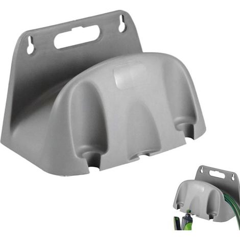Support de tuyau mural - Support de suspension pour tuyau d'arrosage - Rangement ordonné - Installation sans perçage - Tuyau de 30 mètres - Gris (1/5)