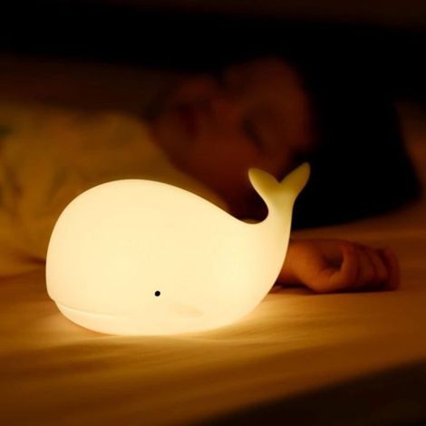 Veilleuse Baleine - LED Rechargeable 1200 mAh - 7 Couleurs - Silicone Tactile - Pour Chambre Enfant - 1 Pièce (1/4)