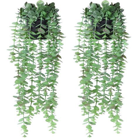 Eucalyptus Artificiel, Plante Tombante Artifici en Pot,Guirlande Feuilles Artificis pour Décoration de Mariage, Fêtes d'anniversaire, Salon, Couloir, Jardin(2 Stück ) (1/5)