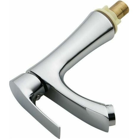 Robinet simple de lavabo inox chromé – Design moderne – Robinet d'eau froide pour salle de bain – Mitigeur élégant pour lave-mains (1/4)