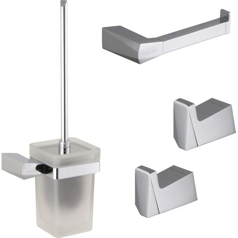 PaulGurkes eckiges Bad-Accessoires Set Handtuchhaken WC-Papierhalter WC-Bürste