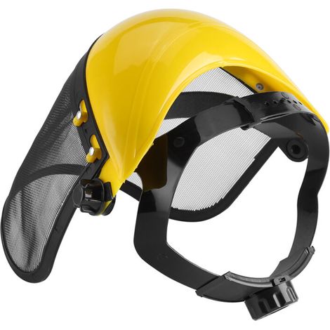 Casco de seguridad con visera de malla completa para la protección forestal del usuario de la desbrozadora forestal. (1/3)