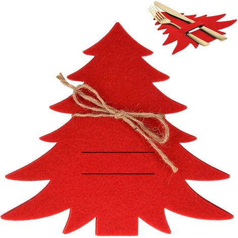COPRI POSATE ROSSE DECORAZIONE ALBERO DI NATALE 4 PEZZI