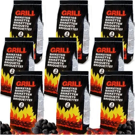 27 kg de charbon, de bois en briquet pour barbecue (1/4)