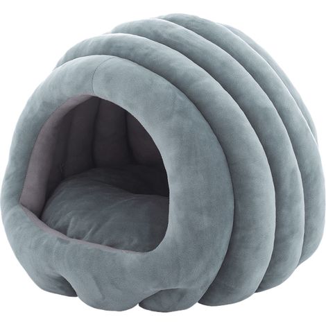 Chat Chenille Velours Cristal Fausse Fourrure Lapin – Niche Intérieure Grotte Fermée Coussin Amovible Lavable Fond Antidérapant PP Coton – Lit Hiver Chat Petit Chien Moyen Compact Vert Sauge