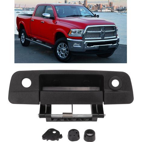 Poignée de hayon noire 68197873AA avec trou pour caméra, compatible avec les Ram 1500 2013-2016 et Ram 2500 2013-2014. (1/5)