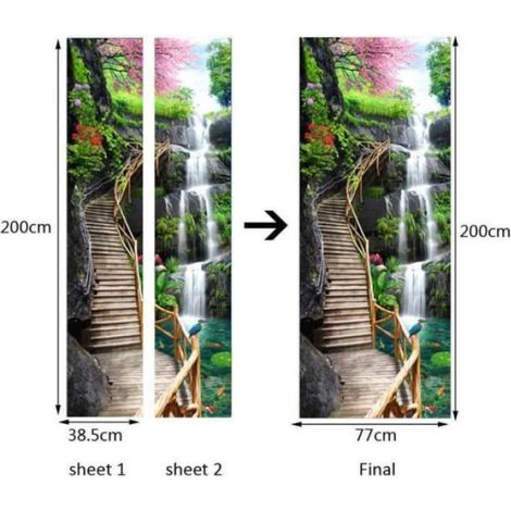 Autocollant 3D - Cascade - Porte Affiche - 38.5x200cm - Amovible - Auto-adhésif (1/4)