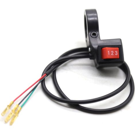 Interrupteur 123 pour guidon de moto, 22 mm (7/8 po), module de changement de vitesse électrique à 3 vitesses pour moto, vélo électrique et scooter. (1/5)
