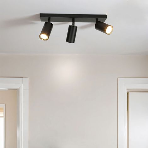 Deckenspot Metall GU10 verstellbar Schwarz 3-flammig länglich Spot Lampe Decke
