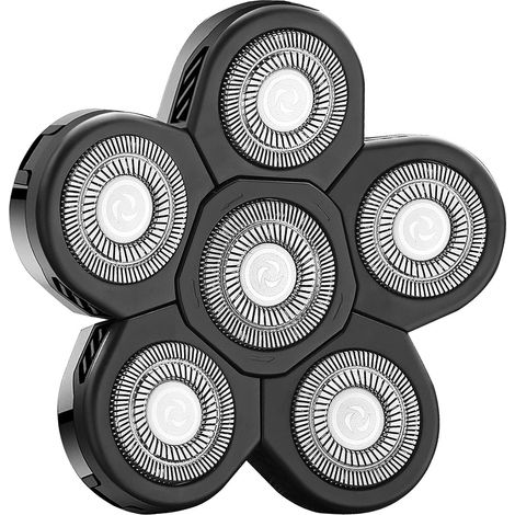 Tête de remplacement universelle 6 lames pour rasoirs principales marques, couteaux de rechange 5 lames pour tondeuse crâne, accessoires rasage chauve avec protège-lame, noir (1/2)
