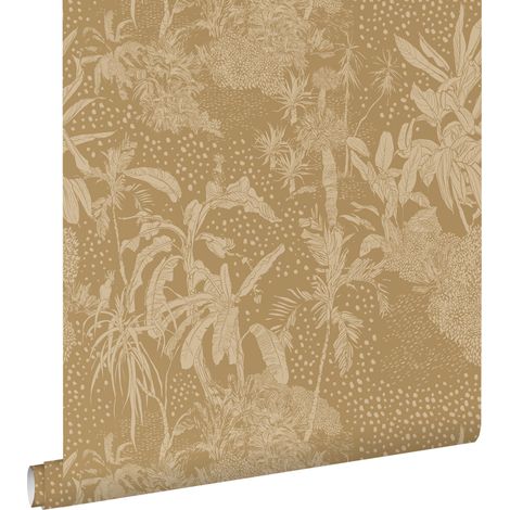 papier peint feuilles tropicales jaune ocre - ESTAhome (1/5)