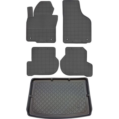 Ensemble de tapis de sol en caoutchouc pour Volkswagen Golf V Plus Hatchback (à partir de 2003-2008) + tapis de coffre.