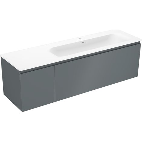 Mexen Orio armoire de salle de bain 160 cm avec lavabo Vela droit, 1S, 1D, graphite mat/blanc mat - 91A13-16047-3-BBFF66-W23P01 (1/5)