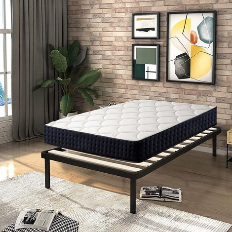 Bolli – Lit 90x190 – Ensemble sommier et matelas – Matelas 90x190x20 cm mémoire de forme – Sommier 90x190 avec pieds en bois – Livraison rapide