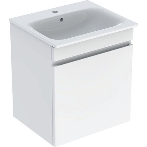 Pack lavabo slim 60 cm avc meuble Geberit Renova Plan 1T 1T à l'angl. Blanc br. - GEBERIT 501.915.01.1