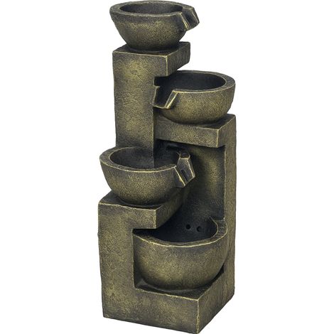 Gartenbrunnen Wasserbrunnen Brunnen, verstellbare Geschwindigkeit, 25 x 24 x 60 cm, Schwarz
