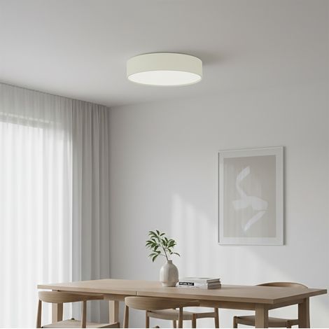 Plafón de Techo Redondo en Tejido Beige d45 Serie ENZO II