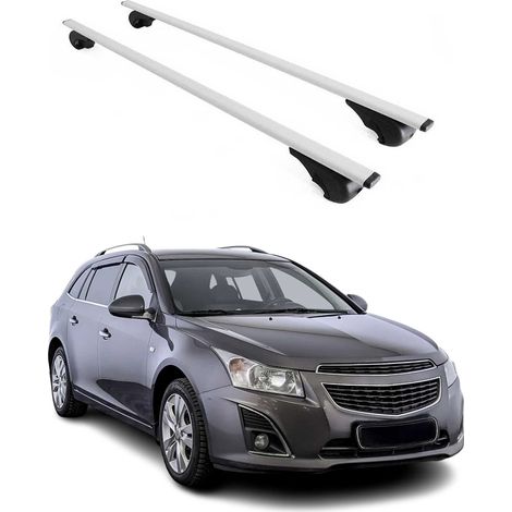 OMAC Barres de toit pour Chevrolet Cruze Wagon 2011-2016 – TÜV / DIN 75302:2019 – Antivol inclus – Charge max 75 kg – 2 barres Argent (1/4)