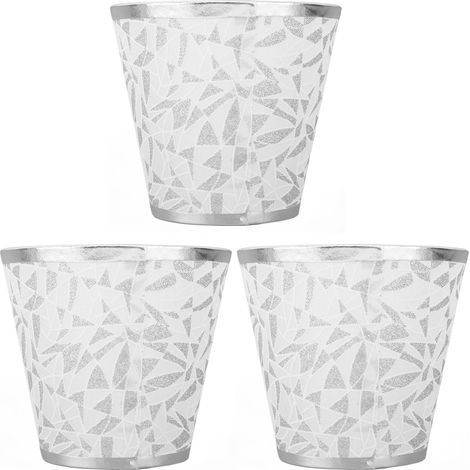 Stofflampenschirm, modernes Design, tonnenförmig, mit Clipverschluss, für E14-Glühbirne, 3er-Set, silber (1/5)
