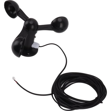 Anémomètre à coupelles 3 bras, capteur vitesse du vent avec câble étanche 8M, fixation Ø4cm, anti-interférences, pour extérieur 0-3,8V (1/5)