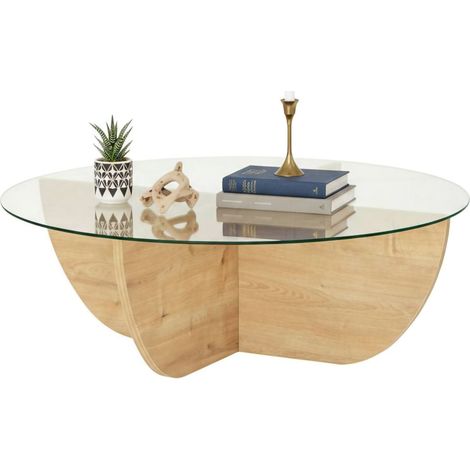 Dmora - Mesa de café Dpere, Mesa de centro baja, Revistero para sofá, Estante de la sala de estar, 90x90h30 cm, Roble