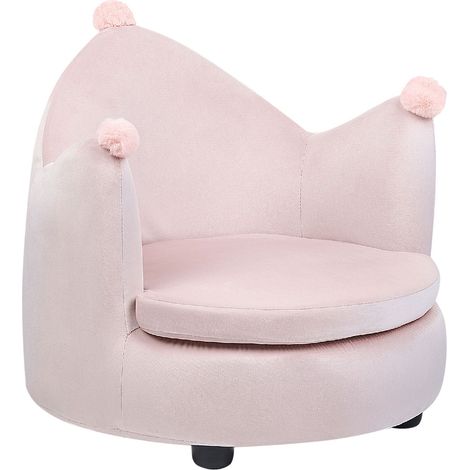 Kindersessel Krone VEGA Samtstoff Pastellrosa