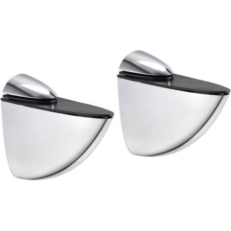 2x support étagère murale 65mm réglable type pelican métal couleur argent chromé brillant avec vis + cheville cuisine salle de bain meuble taquet attache universel (1/4)