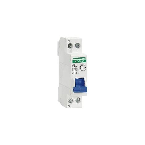 FPLUS magnetotermico 1p+n 16 amp. (we-9061) , Características
Certificados:	CE & RoHS
Número de polos:	1 + N
Dimensiones:	36 mm
Tensión:	400-230V AC
Frecuencia:	50-60 Hz
Curva de d