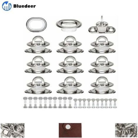 œIllets Ovales Twist Verrouiller en Laiton Nickelé Tourniquet Bache avec Contre-rivure et Rivet pour Accessoires DIY Craft à Main en Cuir Sac Matériel H100