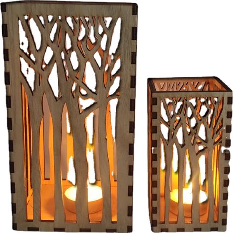 Lanterne en bois ajourée à motif d'arbre, porte-bougie décoratif, romantique, pour maison, entrée, Table, Patio, balcon, jardin, ferme (1/5)