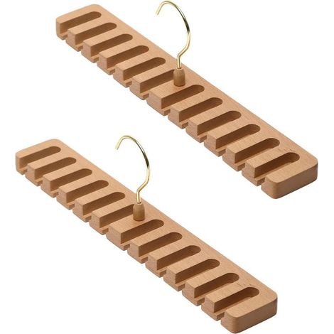 Lot de 2 porte-cravates - Porte-ceinture - Pour armoire en bois - Support mural - Porte-ceinture - Organisateur pour ranger l'armoire (1/5)